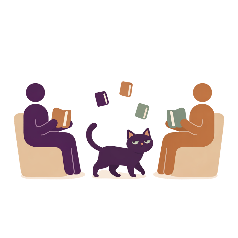 Two characters sharing a book